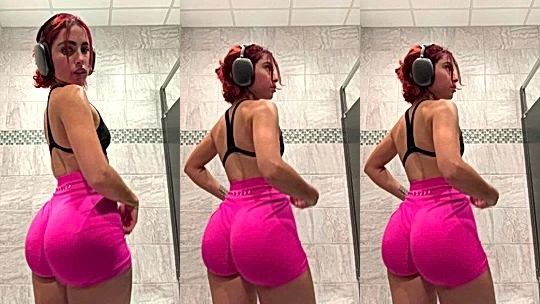Angela Alvarez twerking her big ass while dancing in the bathroom