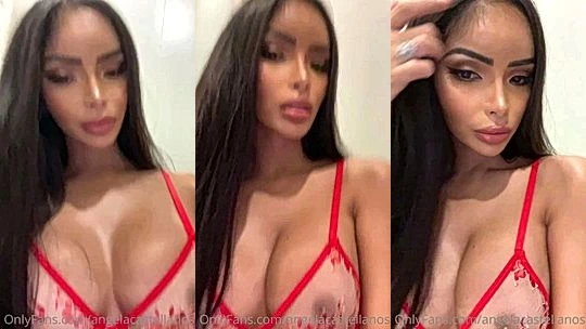 Angela Castellanos teasing her big tits in see-through lingerie