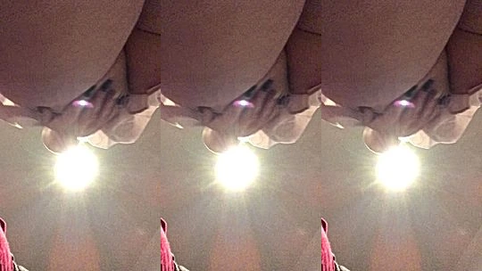 Lara Rose teasing her naked pussy upskirt view