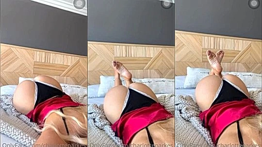 Charlotte Parkes teasing her sexy ass in her silk night gown