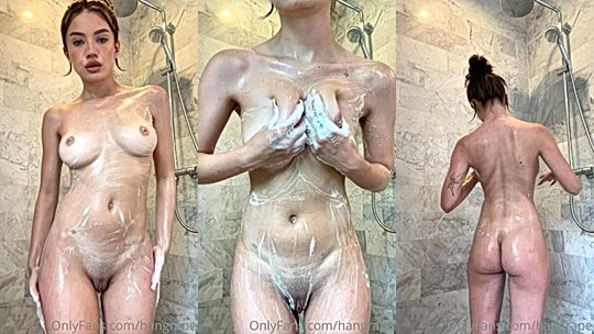 Hannah Grape teasing her wet naked body in the shower