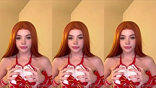Puppiwi playing with her big tits in cosplay