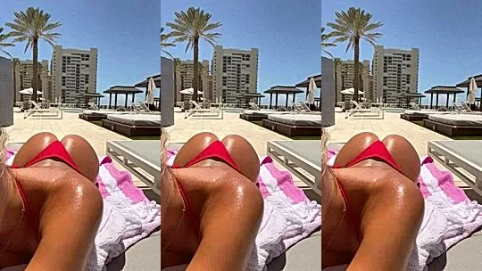 Agusanon teasing her big ass while sunbathing by the pool