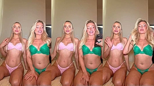 Charlotte Parkes two blonde chicks teasing their lingerie body