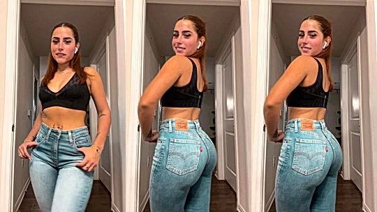 Angela Alvarez teasing her big booty in her tight jeans