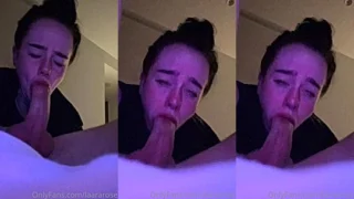 Lara Rose deepthroating a big dildo