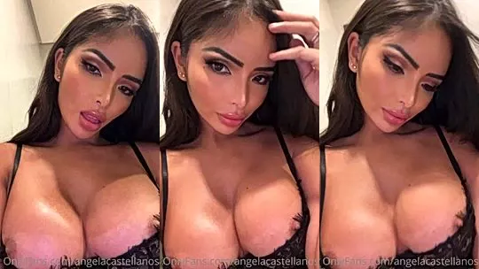 Angela Castellanos teasing her big tits for her fan