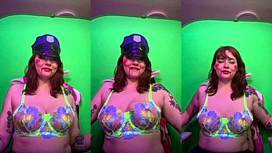 Sabrina Lynn teaing her naked tits in neon lingerie