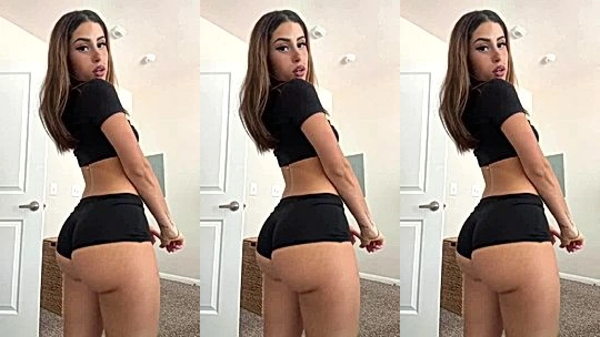 Angela Alvarez teasing her big ass wearing tight shorts