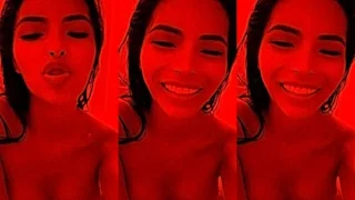 Angela Castellanos teasing her naked tits in the red room