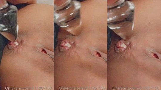 Amari Gold creamy anal fucking a clear dildo