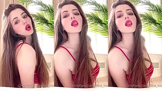 Alina Becker teasing her big boobies in red top