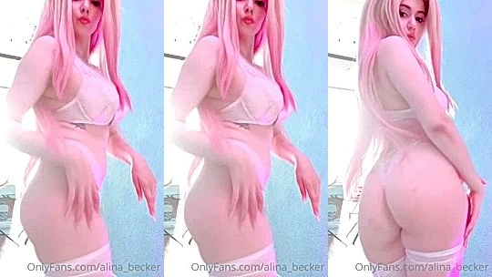 Alina Becker teasing her naked big tits and booty