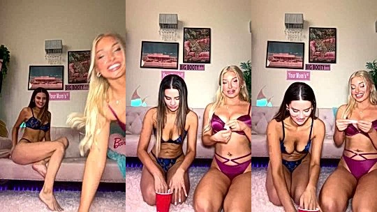 Charlotte Parkes two sexy lingerie chicks teasing on livestream