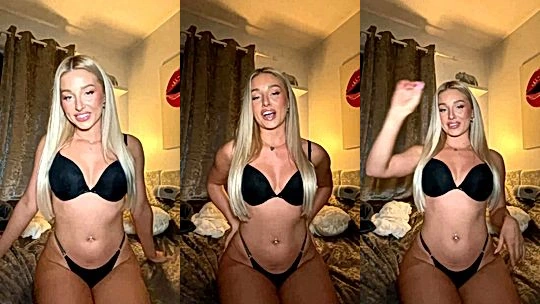 hot British chick Charlotte Parkes teasing her sexy black lingerie