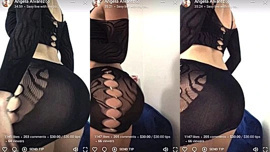 Angela Alvarez teasing her big booty in black lingerie