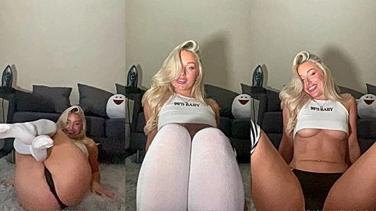 Charlotte Parkes teasing her sexy body in knee-high socks