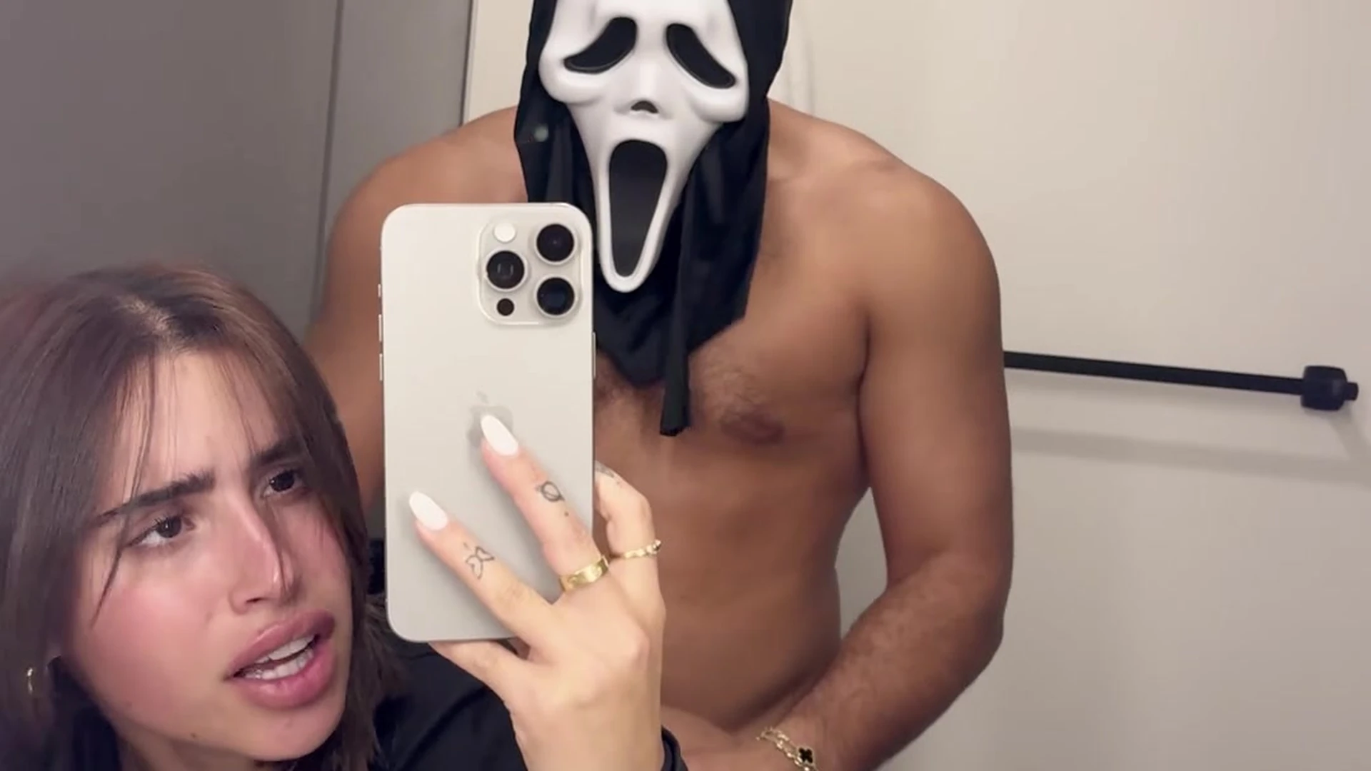 Angela Alvarez getting fucke by ghost face in the bathroom