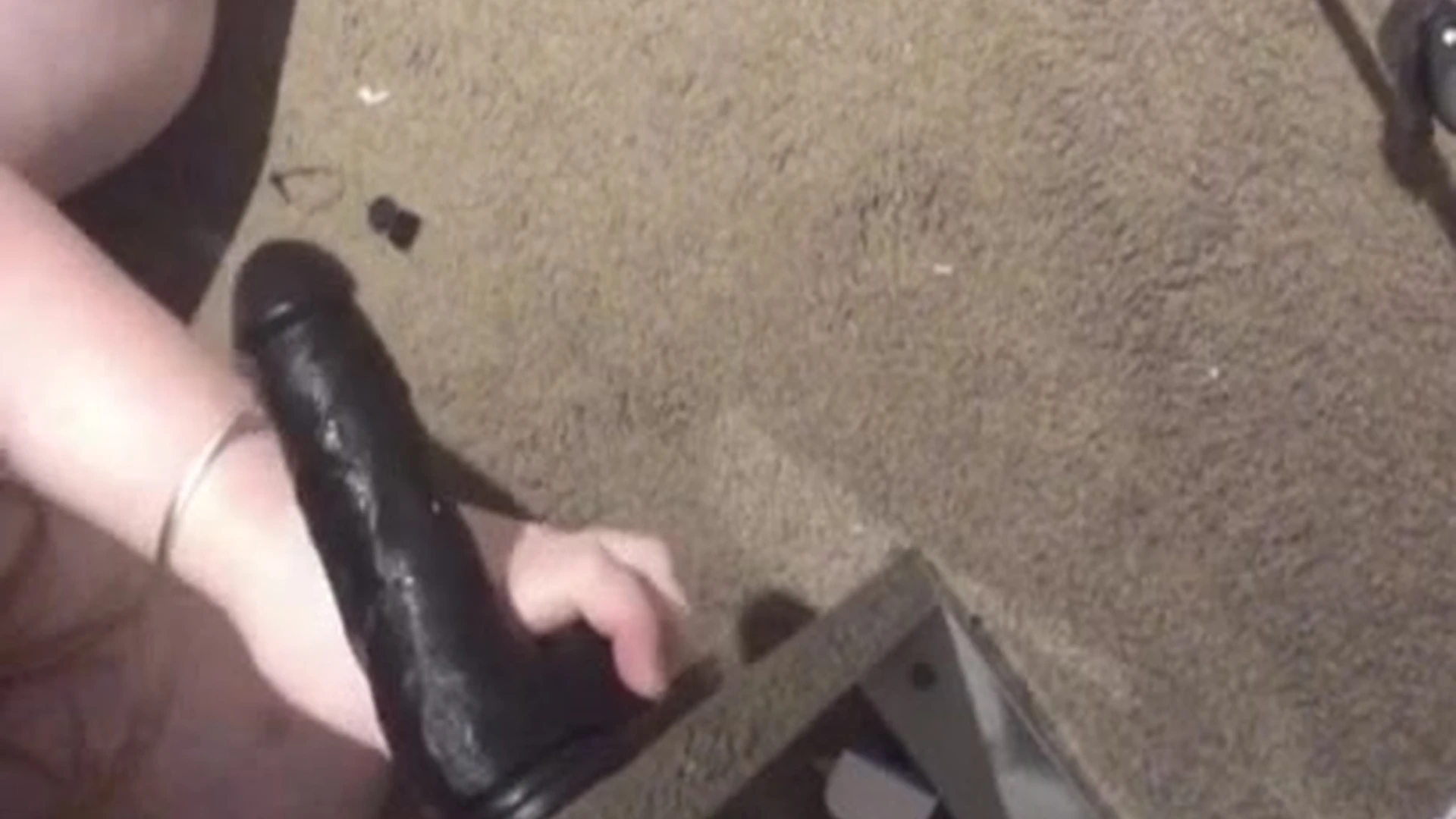 Lara Rose fucking a black wall dildo