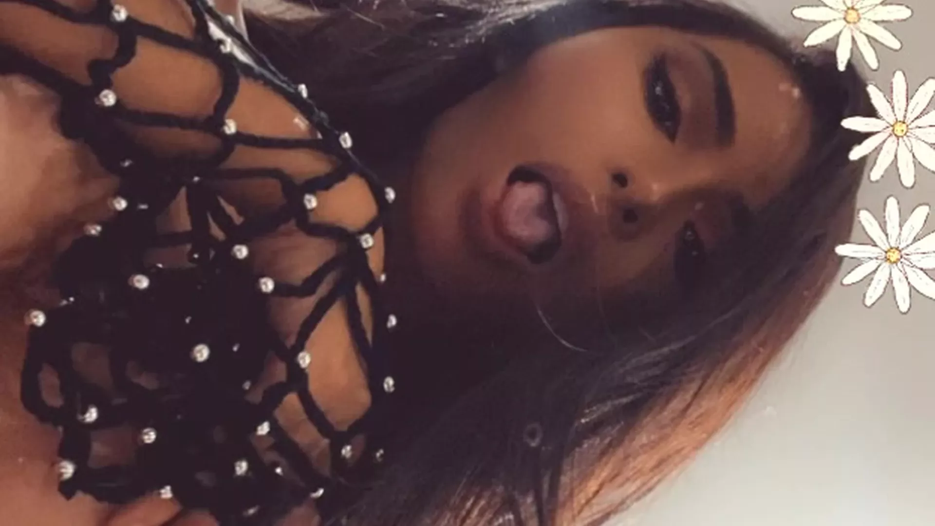 Angela Castellanos teasing her naked big tits bottom view