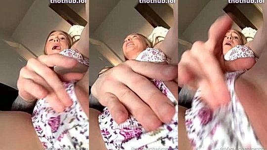 Kay Hansen playing with her moist pussy wetting her paties