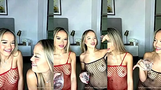 Connell Twins teasing in their fishnet lingerie