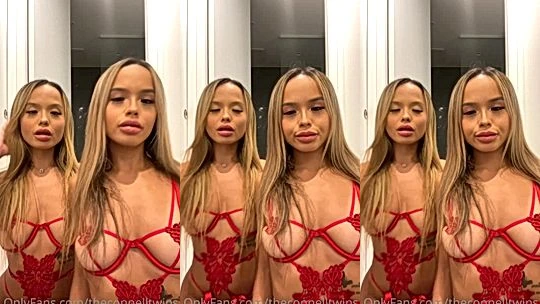 Connell Twins showing off their sexy red lingerie