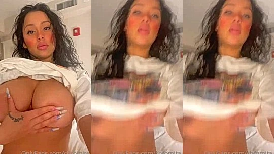 hot latina Chromazz flashing her naked boobs