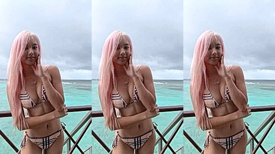 korean girl Vyvan Le showin off her sexy bikini during vacation