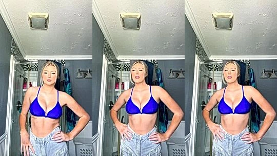 hot blonde Hailey Sigmond dancing in her bra