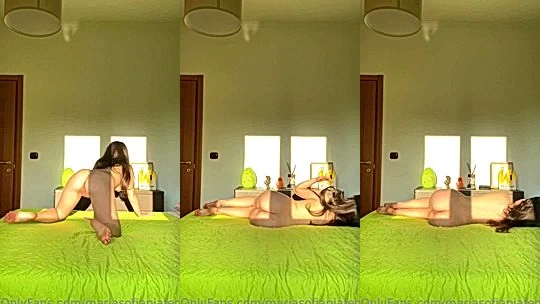 hot chick Maria Sofia Federico naked sunbathing in bed