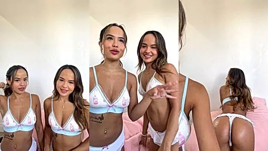 Connell Twins teasing their sexy teen body in lingerie