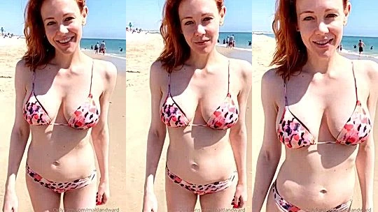 Maitland Ward showing off her bikini body on the beach