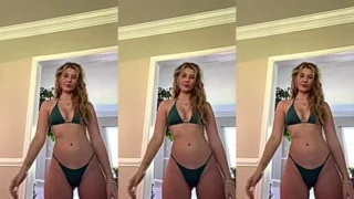 hot teen Jessgeng dancing in her green bikini
