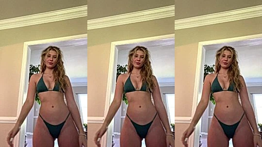 hot teen Jessgeng dancing in her green bikini