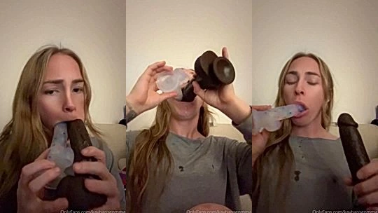 Kay Hansen deepthroating multiple dildos