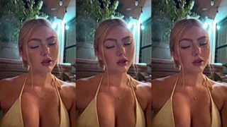 hot blonde chick Hailey Sigmond teasing her big tits in the hot tub