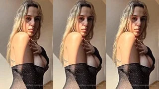 sexy blonde giorgiababy playing with big tits in black lingerie