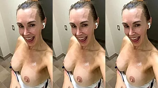 hot babe Tanya Tate teasing her naked tits post shower