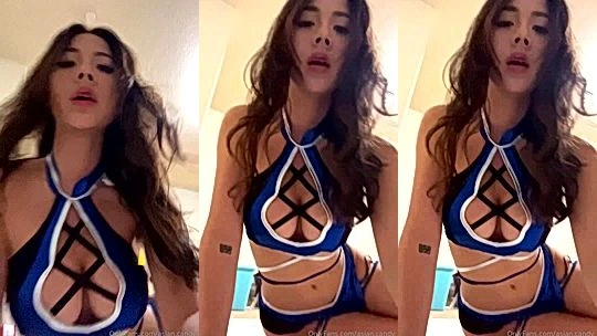 Asian.candy teasing in her sexy cosplay lingerie