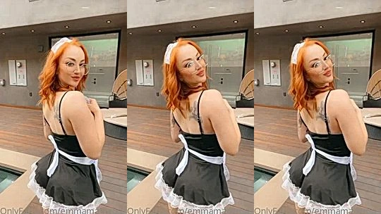 sexy maid Emma Magnolia showing off her butt