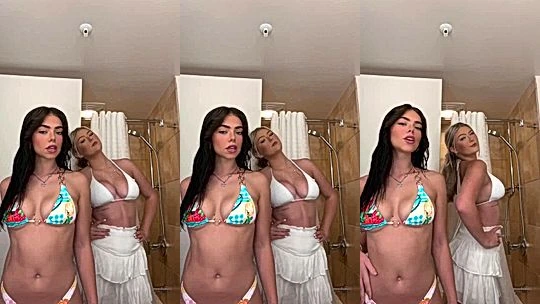 Hailey Sigmond dancing with her bikini model friend