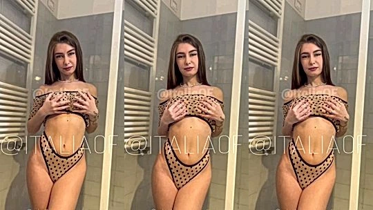 hot italian chick Elisa Esposito teasing in her polka-dot lingerie