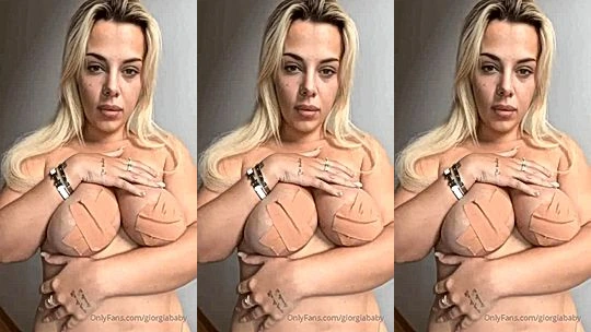 blonde babe giorgiababy playing with her natural big tits