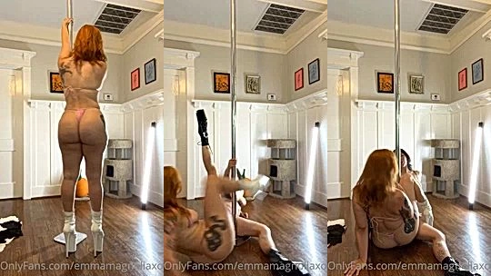 Emma Magnolia naked pole dancing with her friend