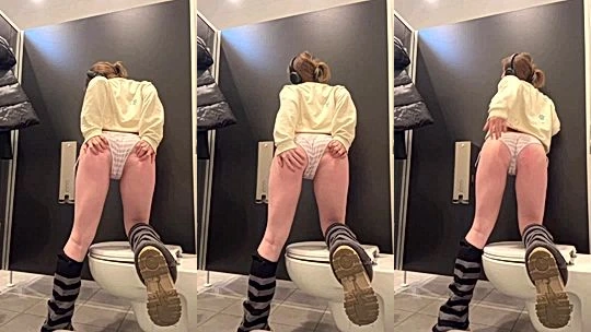 Devdaria spanking her bubble butt in the public restroom