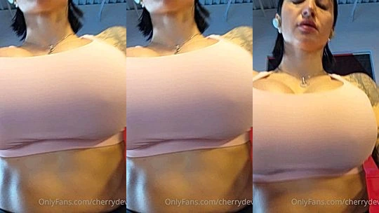 russian babe Cherry Devivre bouncing her huge tits