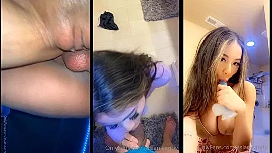 Asian.candy gobbling her lovers whole cock with her tight pussy