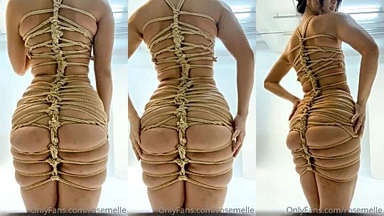 japanese babe Rose Melle teasing in hot rope lingerie