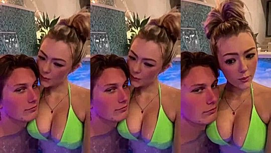 Hailey Sigmond teasing her bikini tits with lover